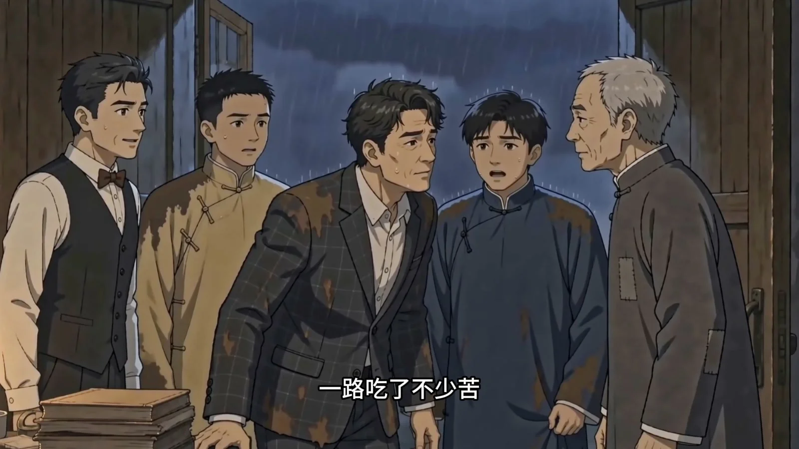 苔花开漫剧第一集：雨夜门前的人物交谈